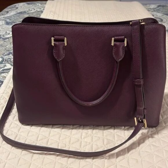 Michael Kors Edith Large Saffiano Leather Handbag (Merlot) - Picture 3 of 8